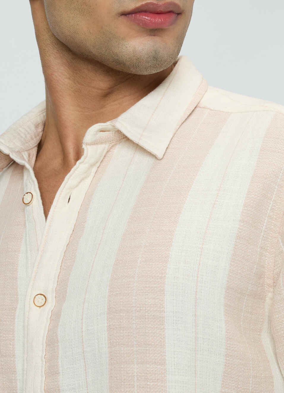 Men Peach Orange Striped Shirt, , large image number 6