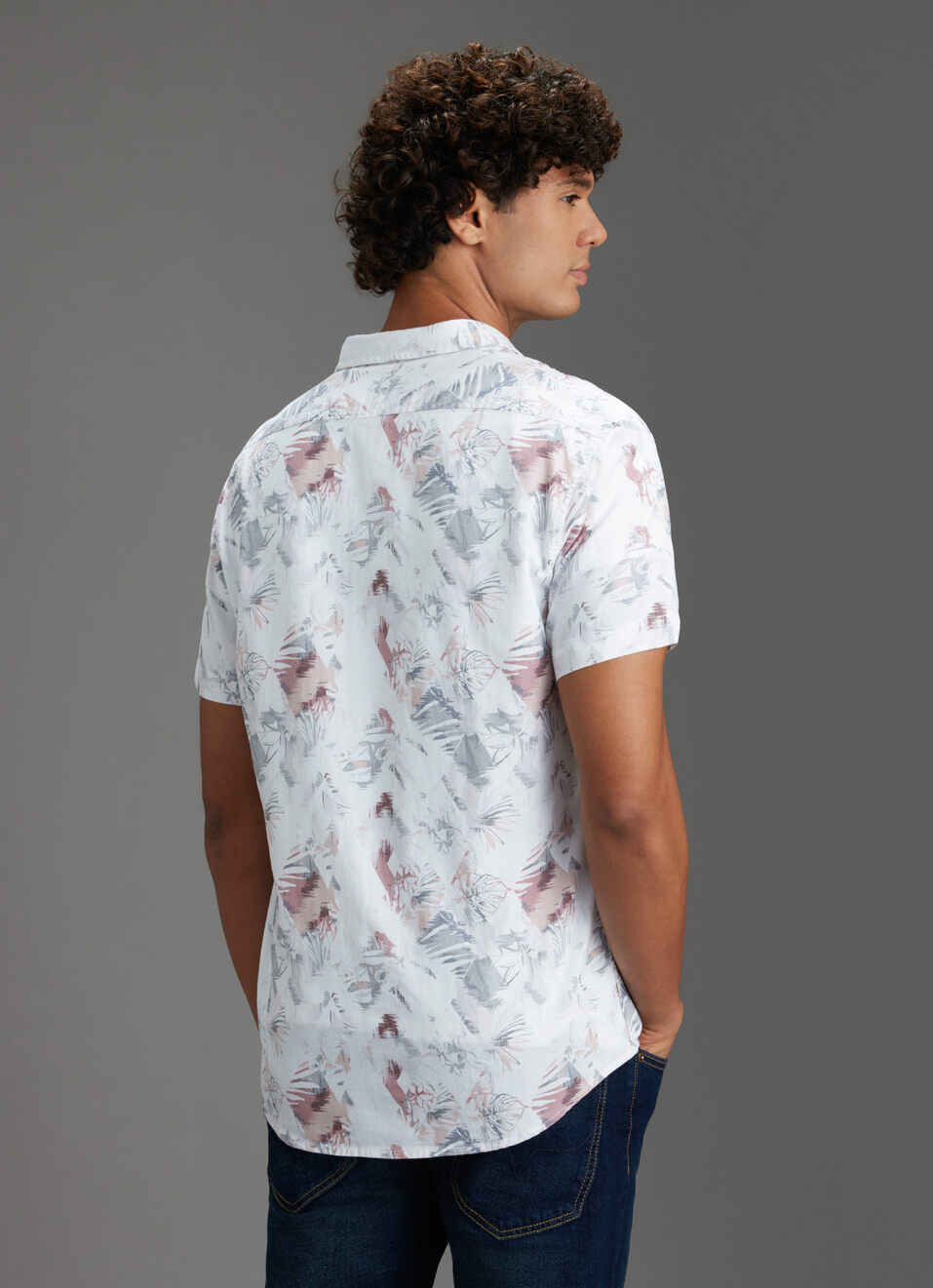 Men Purple Tropical Short Sleeves Shirt, , large image number 6