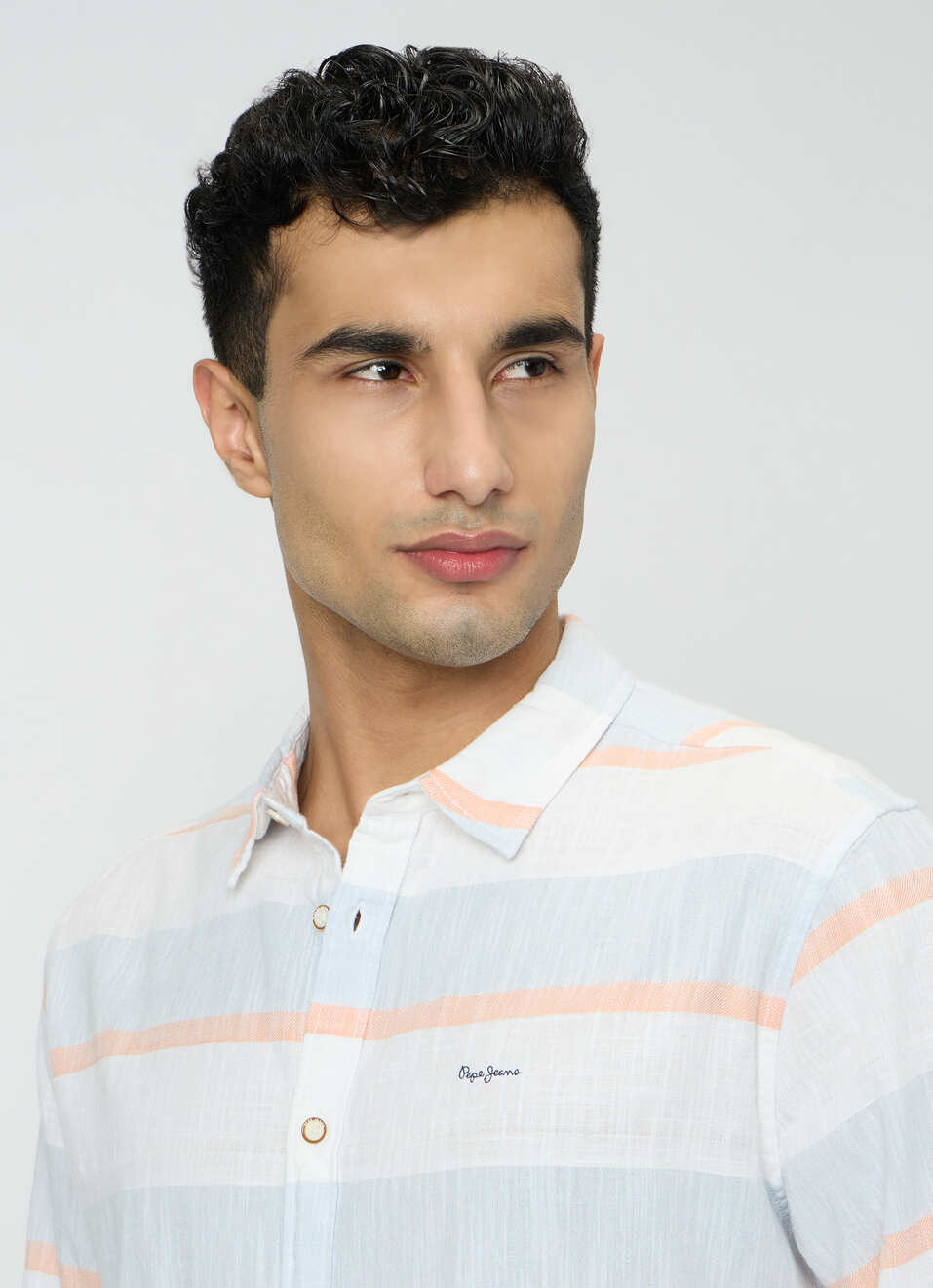 Men Sky Blue Striped Shirt, , large image number 4