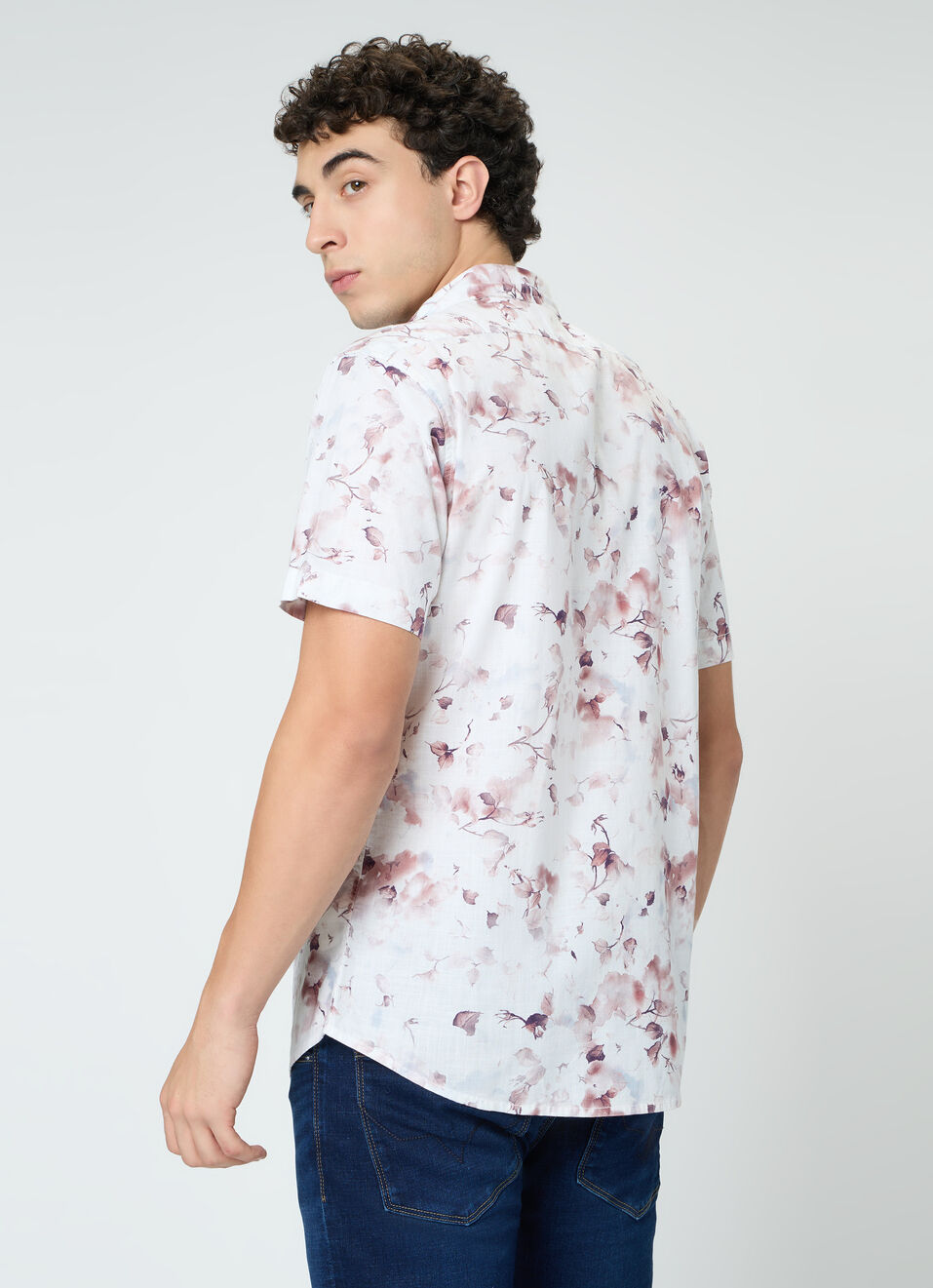 Men Peach Orange Printed Shirt, , large image number 2