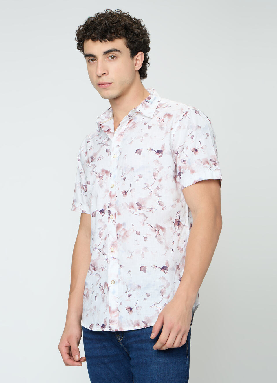 Men Peach Orange Printed Shirt, , large image number 3