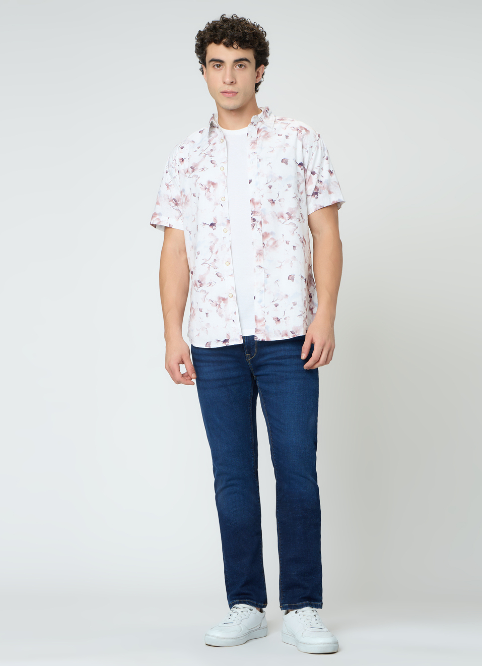 Men Peach Orange Printed Shirt, , large image number 5