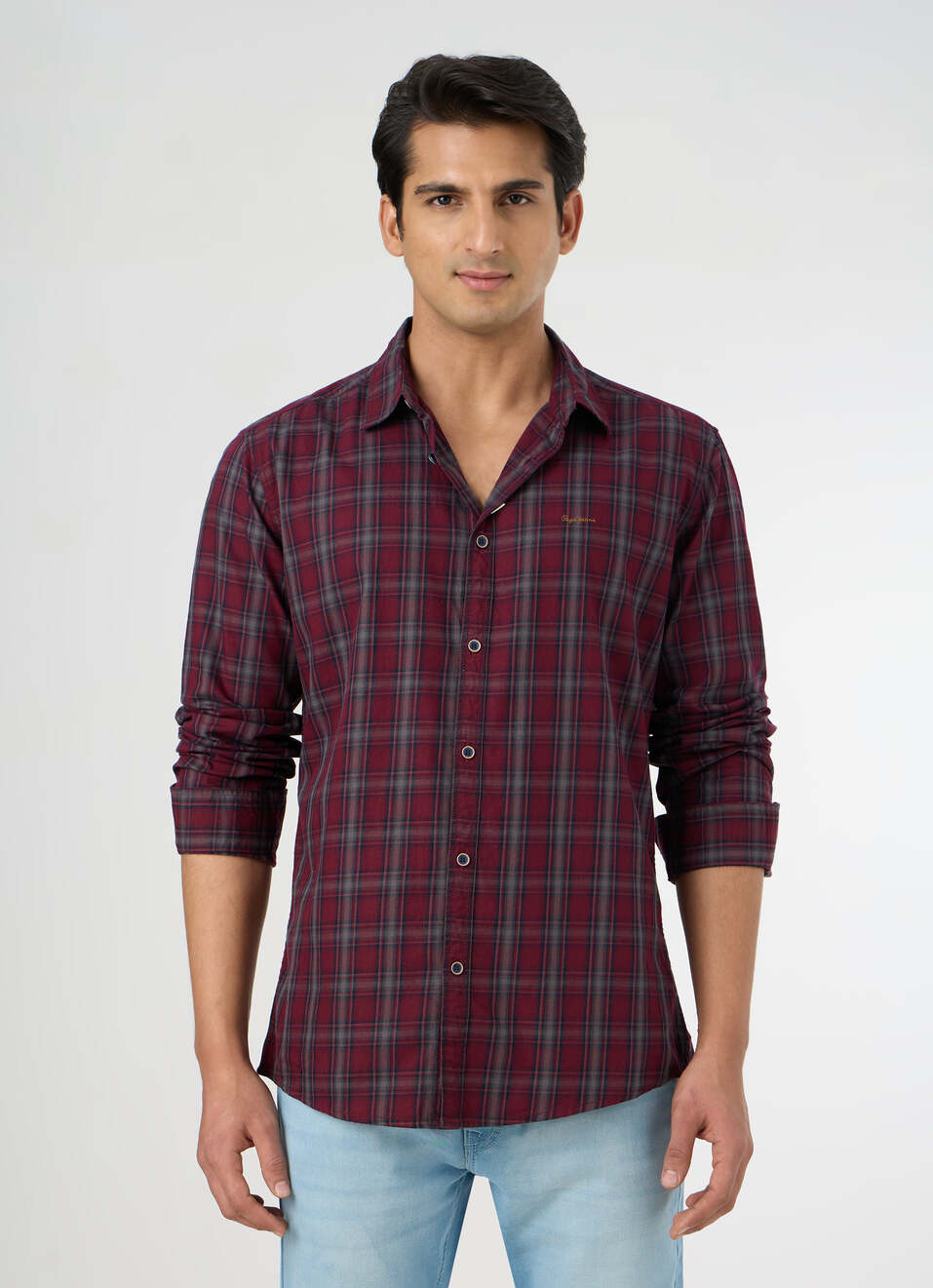 Men Purple Checked Shirt, , large image number 1