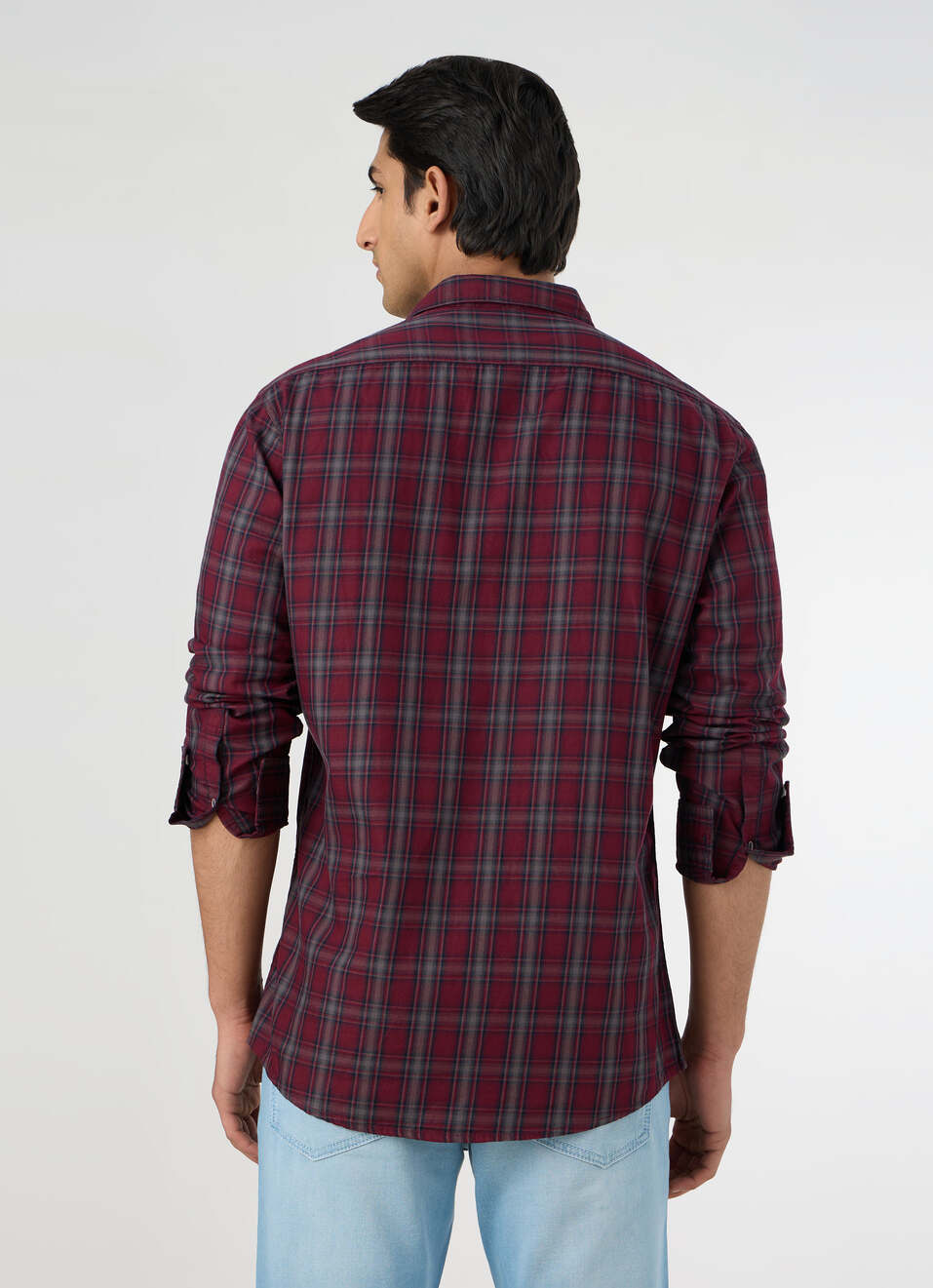 Men Purple Checked Shirt, , large image number 2