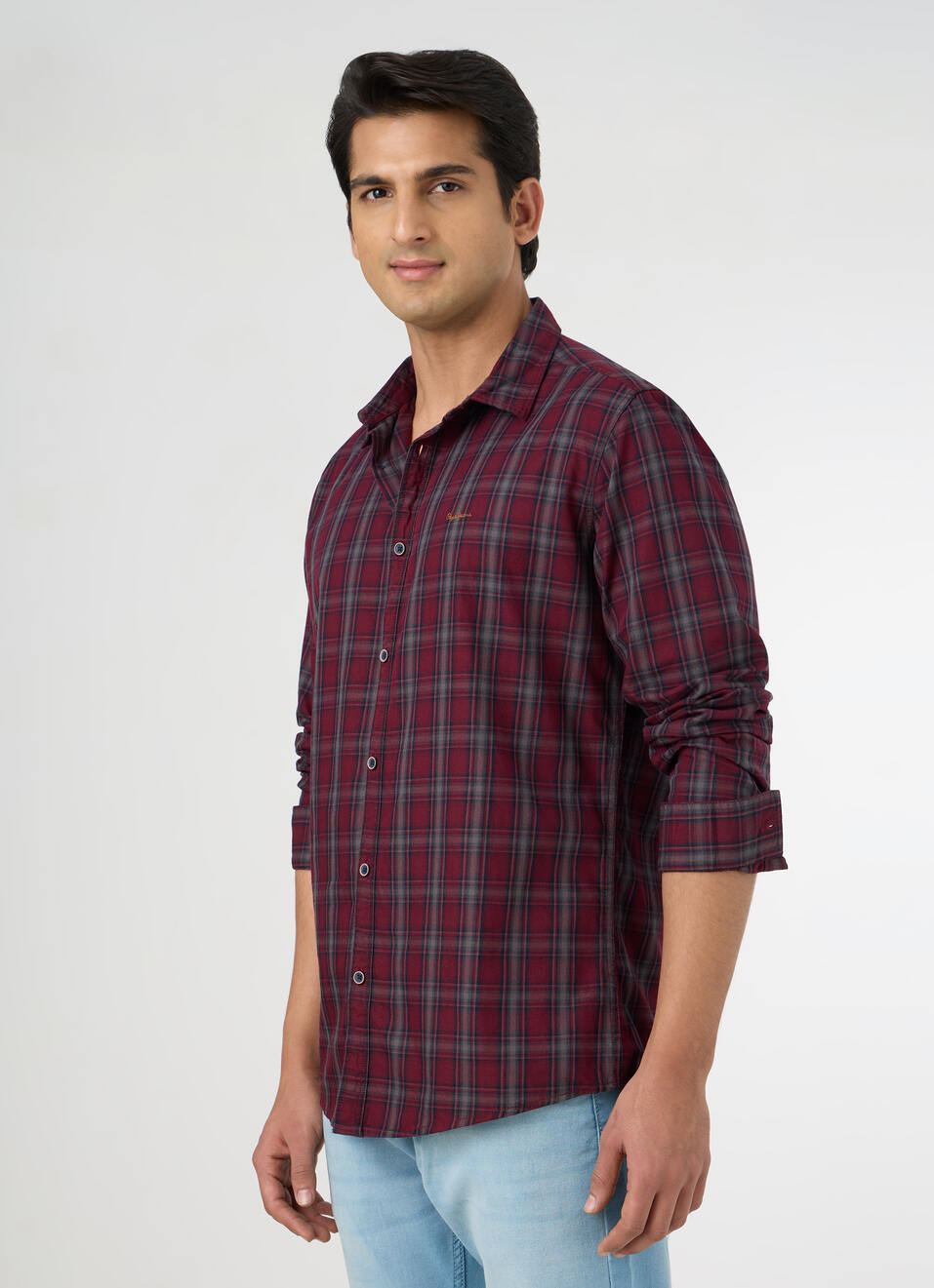 Men Purple Checked Shirt, , large image number 3