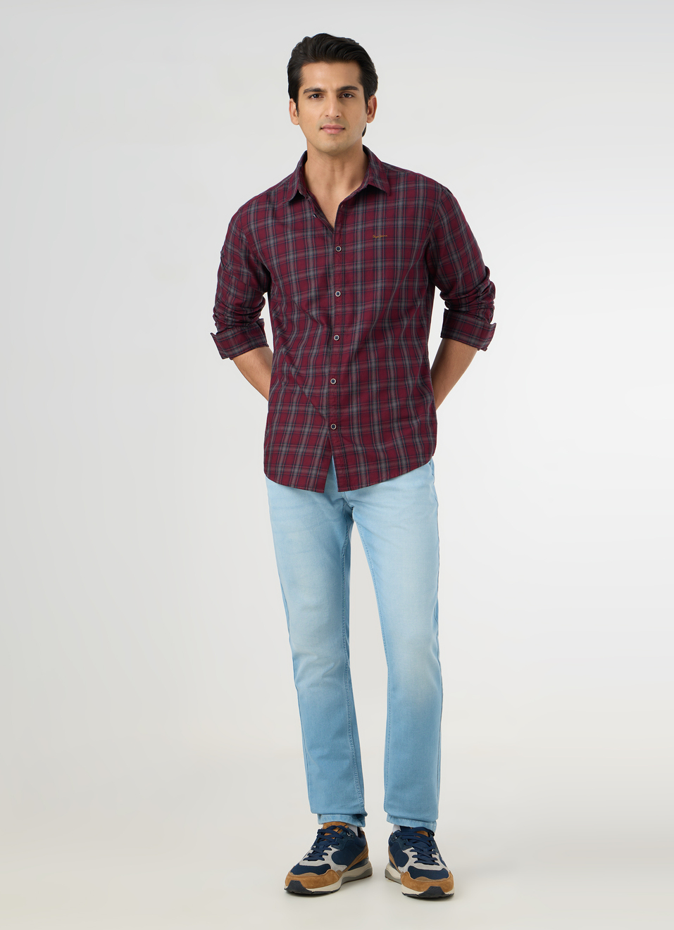Men Purple Checked Shirt, , large image number 5