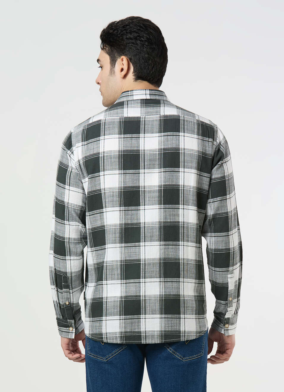 Men Dark Green Checked Shirt, , large image number 2