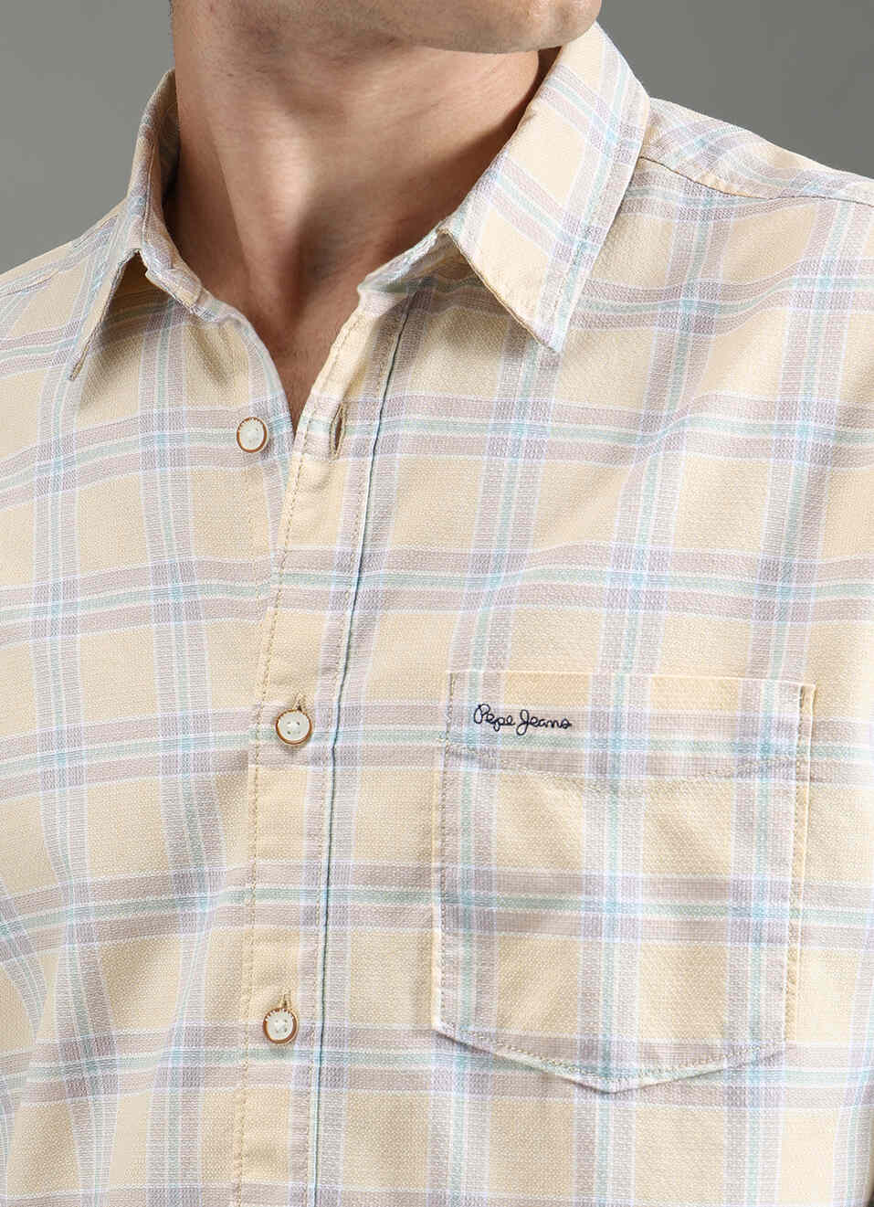 Men Yellow Regular Fit Full Sleeve Checked Shirt, , large image number 1