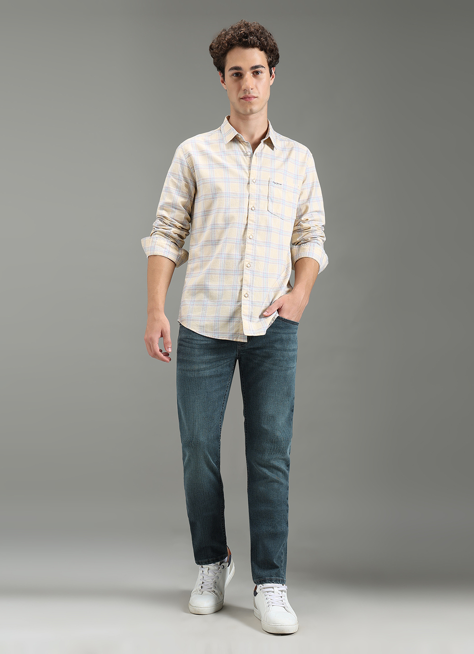 Men Yellow Regular Fit Full Sleeve Checked Shirt, , large image number 2