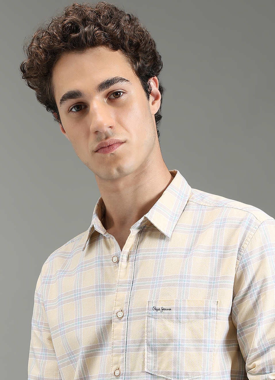 Men Yellow Regular Fit Full Sleeve Checked Shirt, , large image number 4