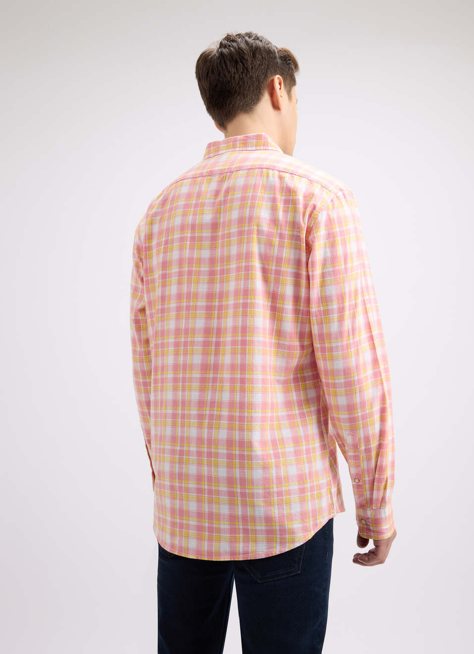 Men Peach Check Full Sleeve Shirt, , large image number 2