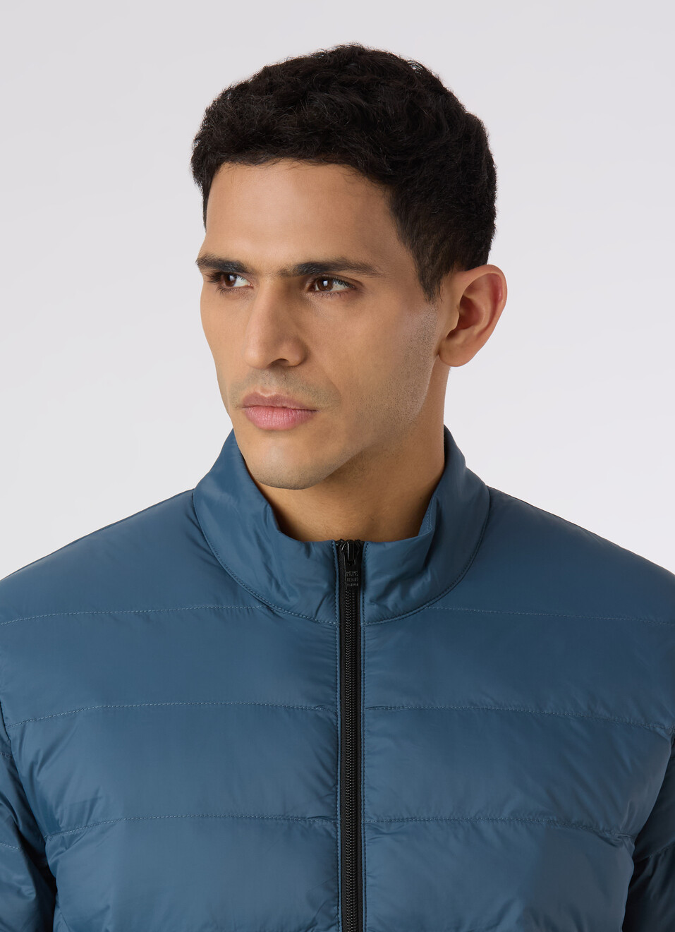Men Teal Blue Quilted Puffer Jacket, , large image number 4
