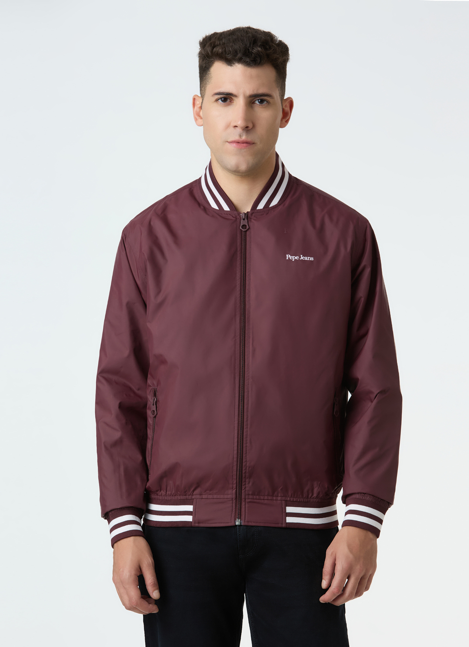 Men Burgundy Full Sleeve Lightweight Jacket, , large image number 1