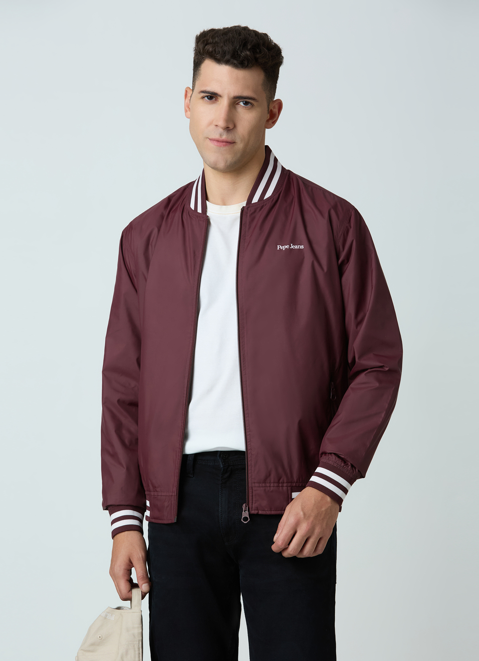 Men Burgundy Full Sleeve Lightweight Jacket, , large image number 0