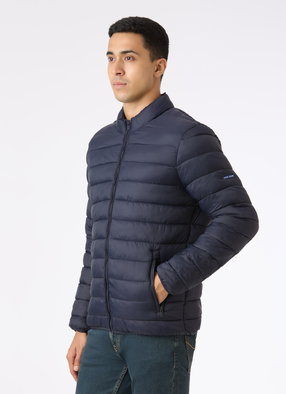 Men Blue Lightweight Quilted Puffer Jacket, , large image number 3