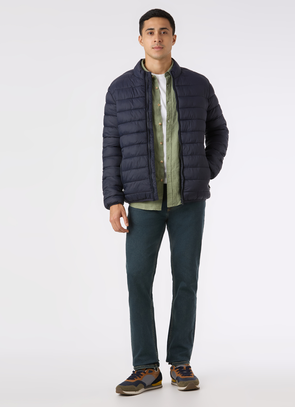 Men Blue Lightweight Quilted Puffer Jacket, , large image number 5