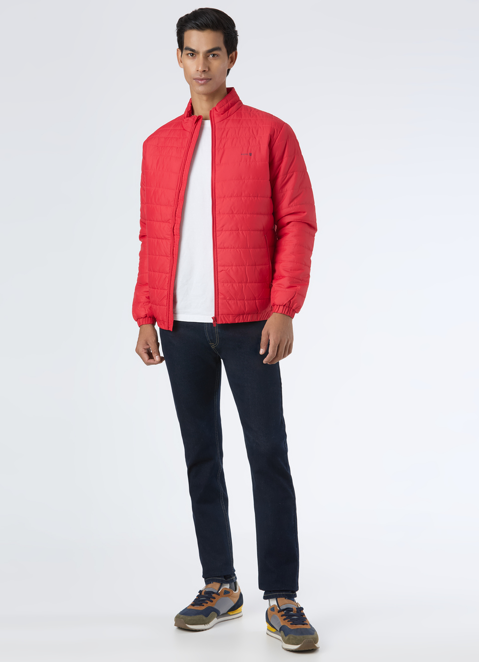 Men Red Quilted Puffer Jacket, , large image number 5