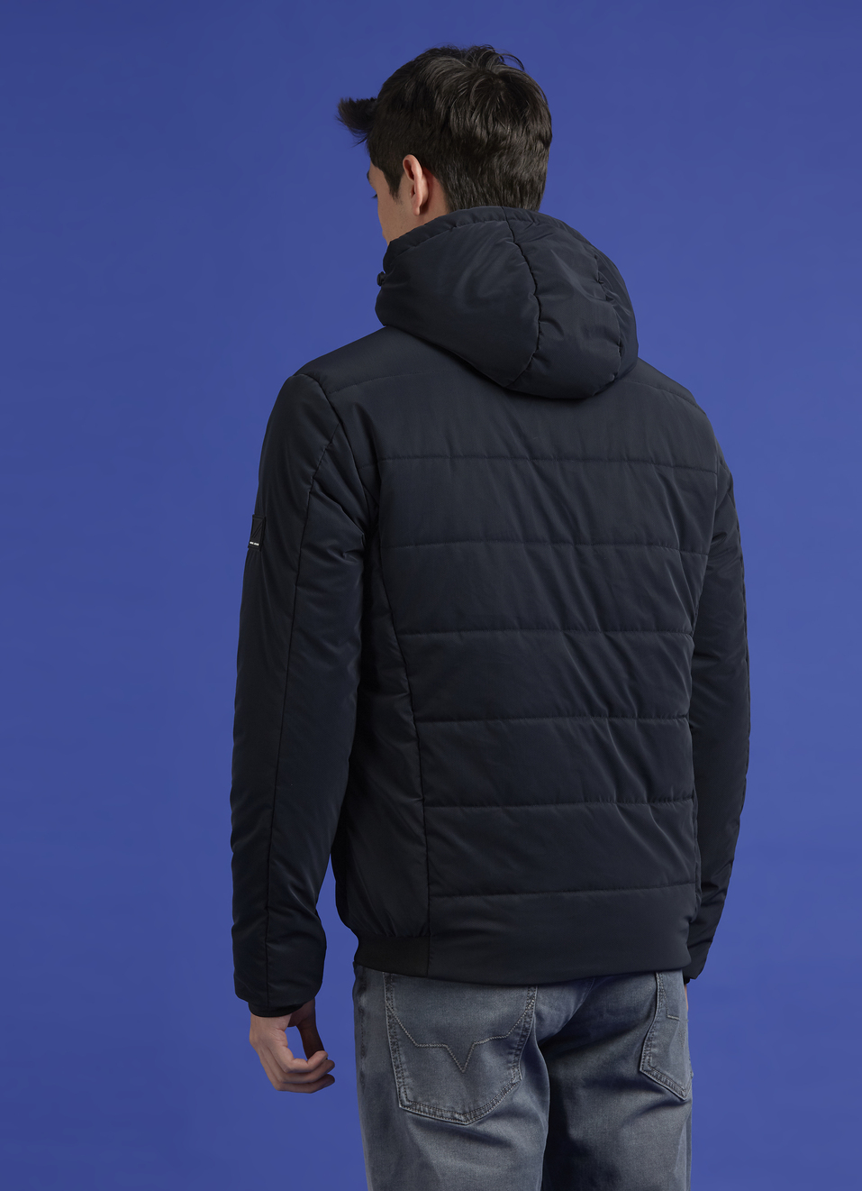 Navy Full Sleeve Hooded Jacket, , large image number 2
