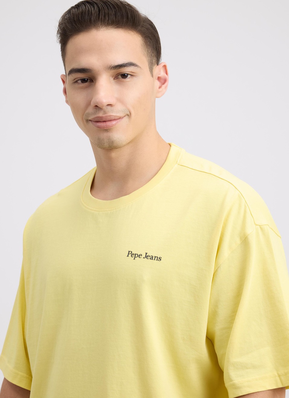 Men Yellow Back Print Short Sleeve Oversized T-shirt, , large image number 4