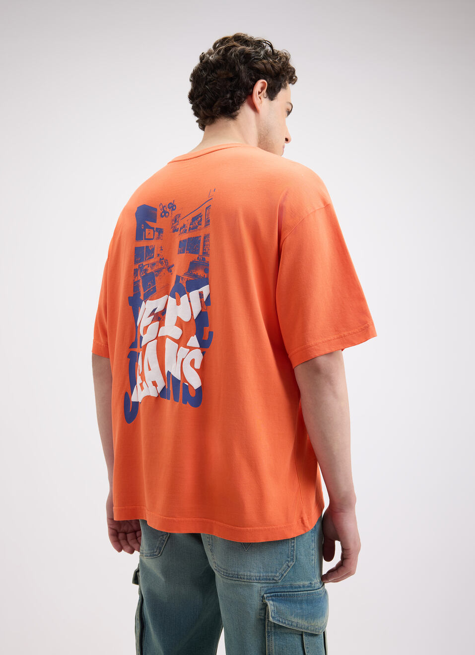 Men Orange Graphic Print Short Sleeve T-shirt, , large image number 2