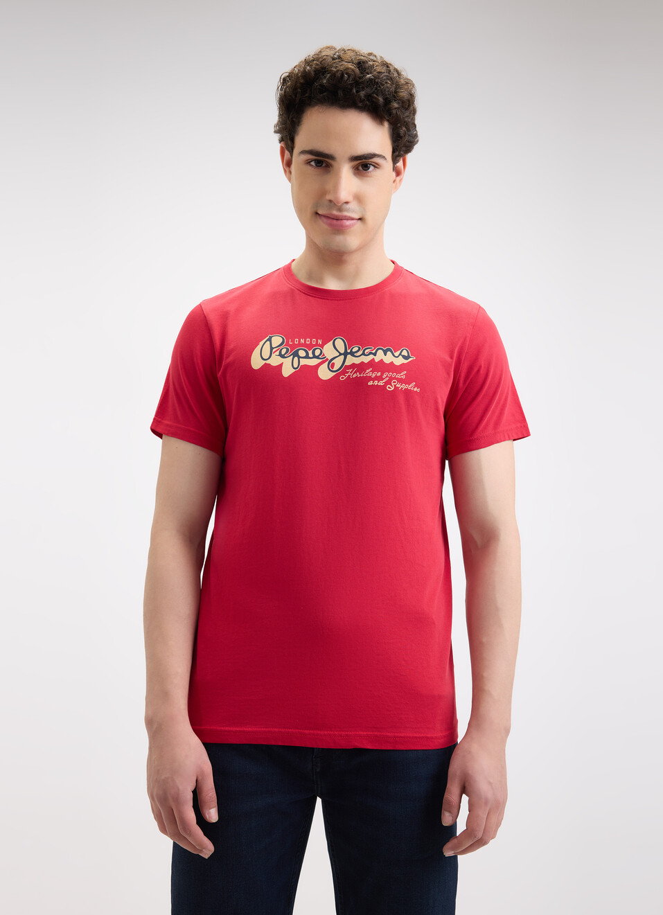 Men Red Graphic Print Short Sleeve T-shirt, , large image number 1