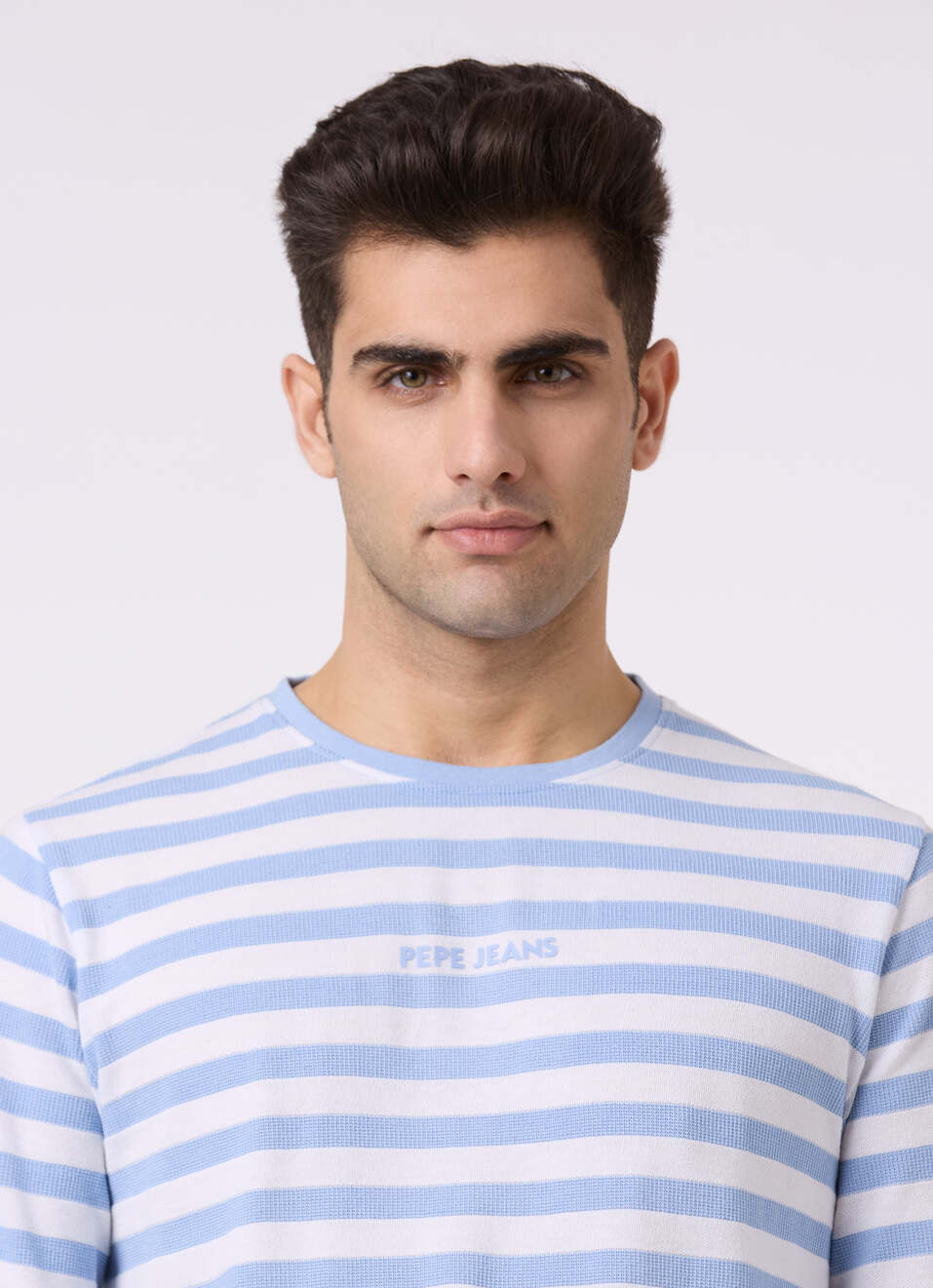 Men Sky Blue & White Stripe Full Sleeve T-shirt, , large image number 4