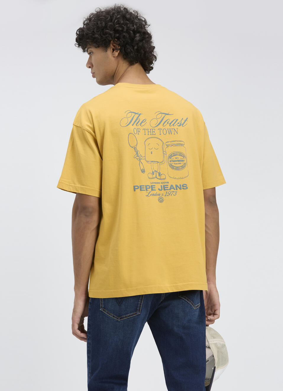 Men Gold Back Print Short Sleeve Oversized T-shirt, , large image number 0