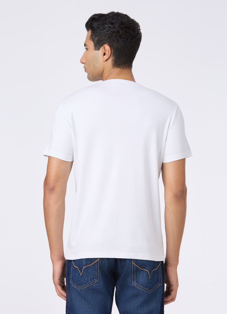 Men White Supima Cotton Slim Short Sleeve T-shirt, , large image number 2