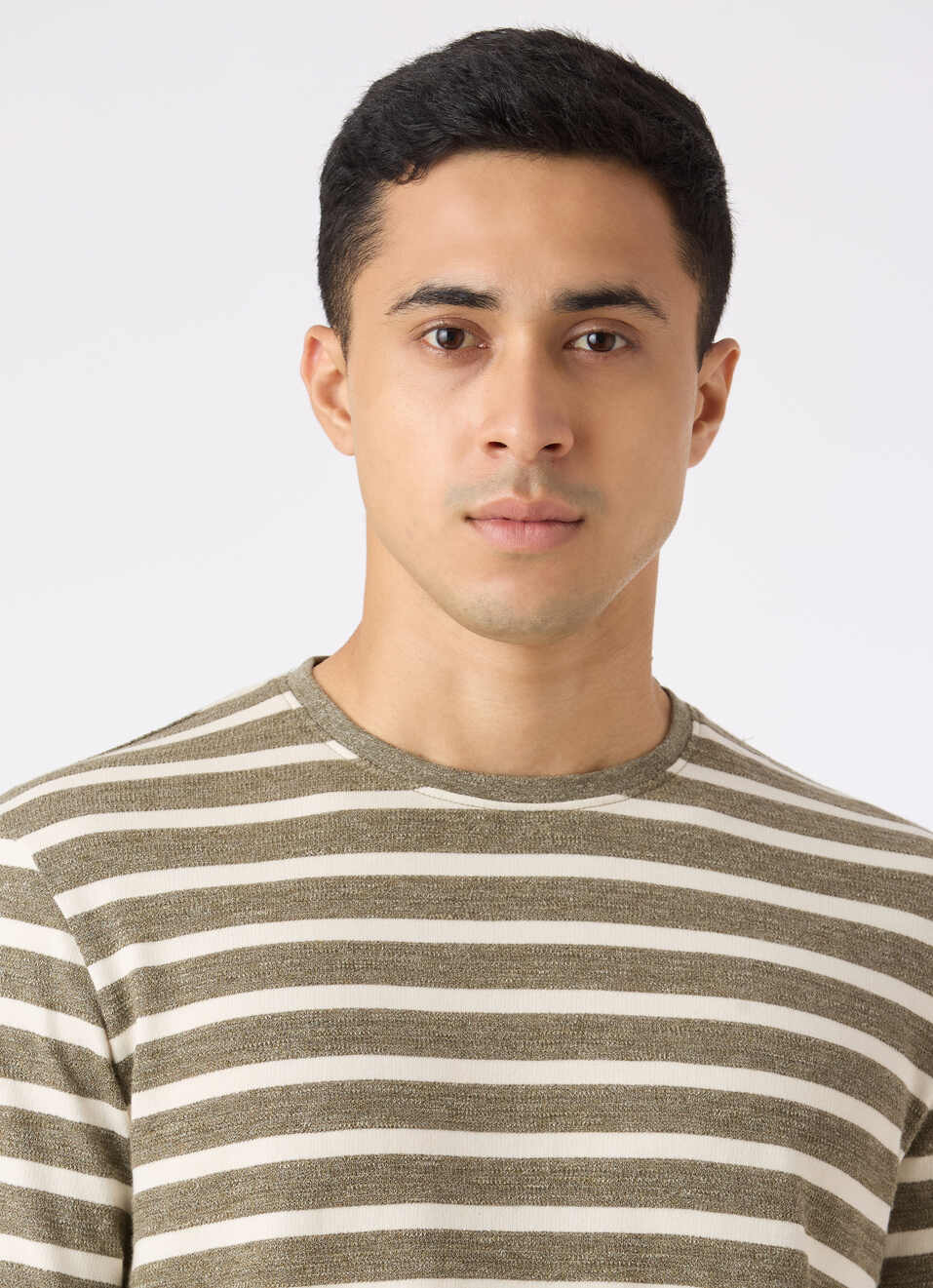 Men Green Stripe Slim Fit Full Sleeve T-shirt, , large image number 4