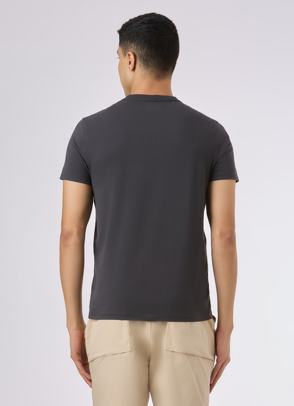 Men Grey Crew Neck Slim Fit T-shirt, , large image number 2