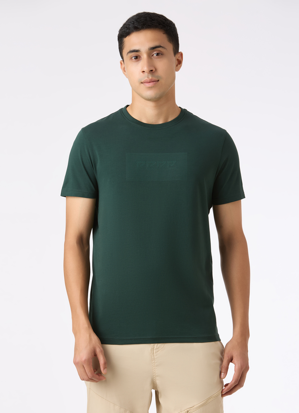 Men Black Textured Print Slim Fit T-Shirt, , large image number 1