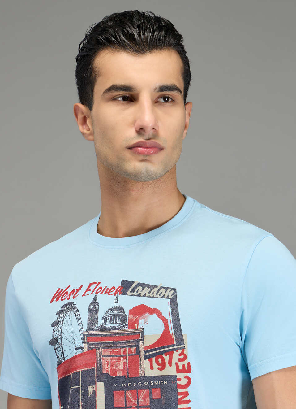 Men Blue Graphic Print Slim Fit T-shirt, , large image number 4