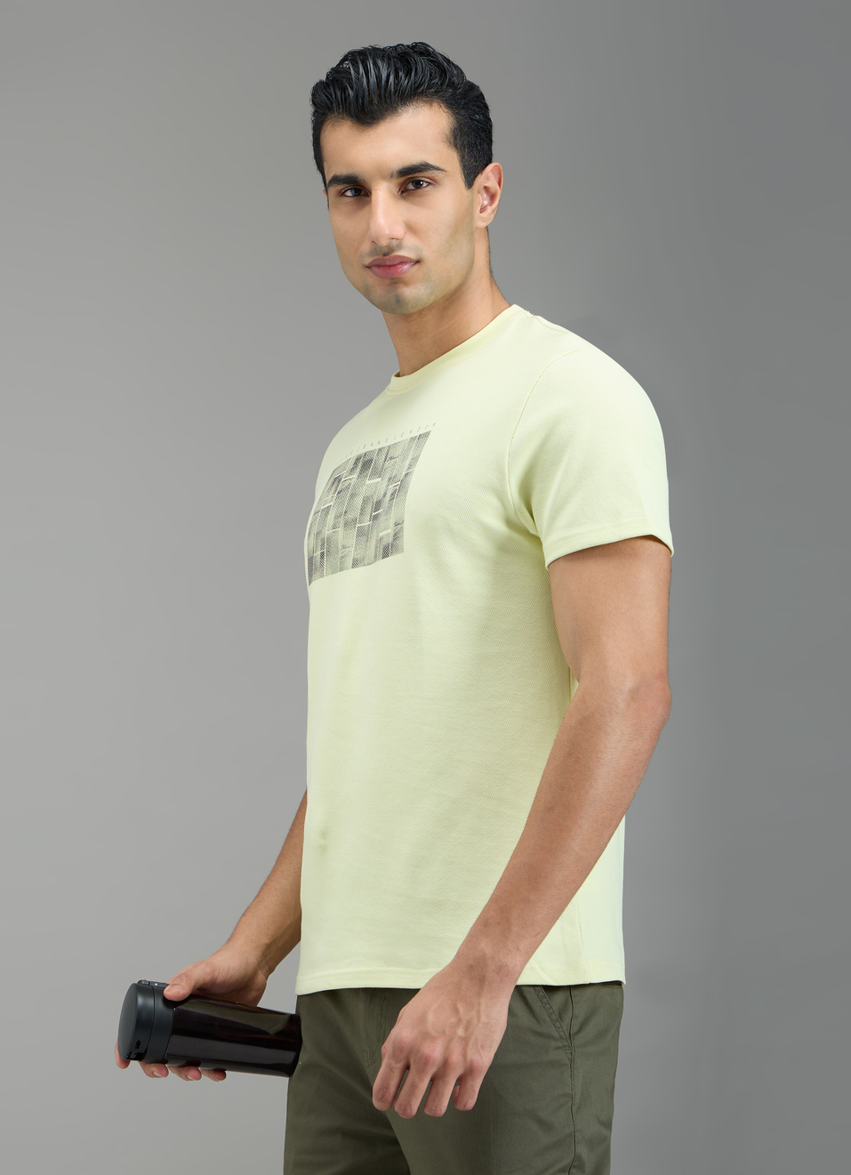 Men Yellow Graphic Print Slim Fit T-shirt, , large image number 3