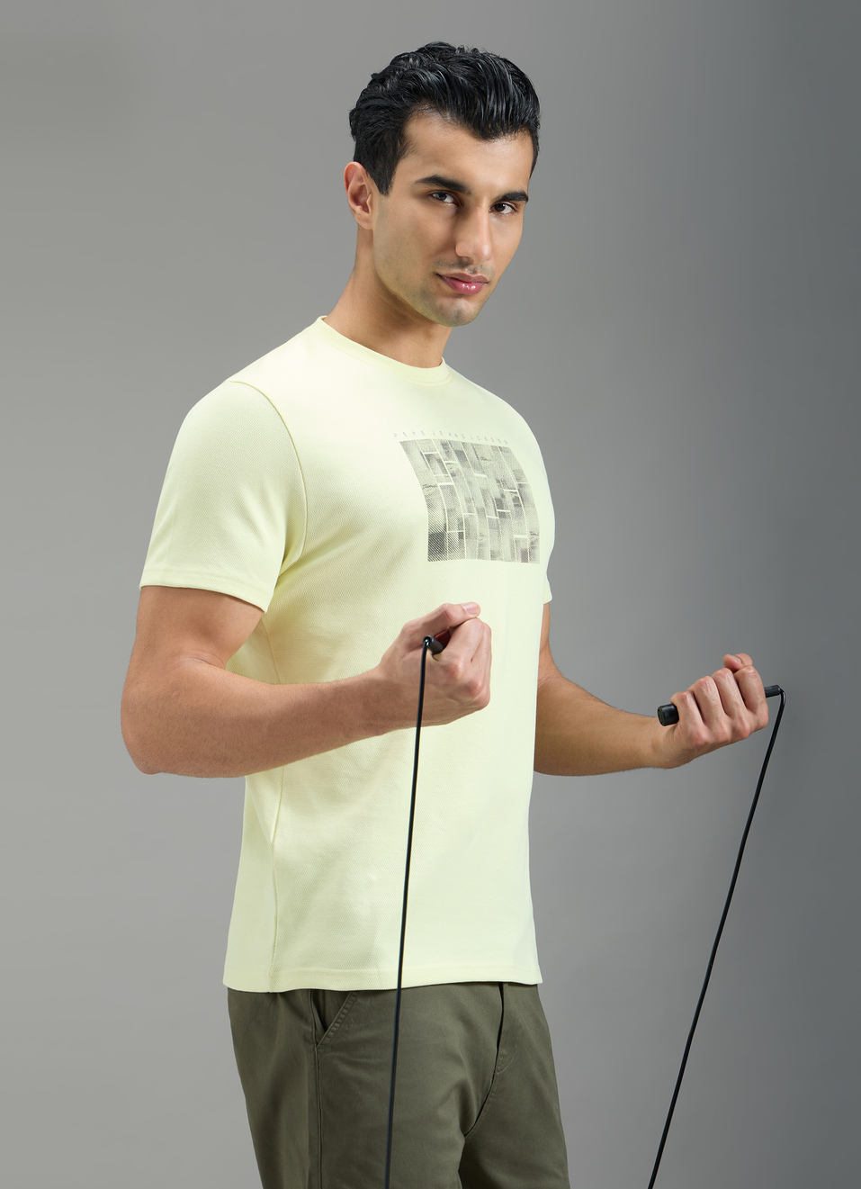Men Yellow Graphic Print Slim Fit T-shirt, , large image number 0