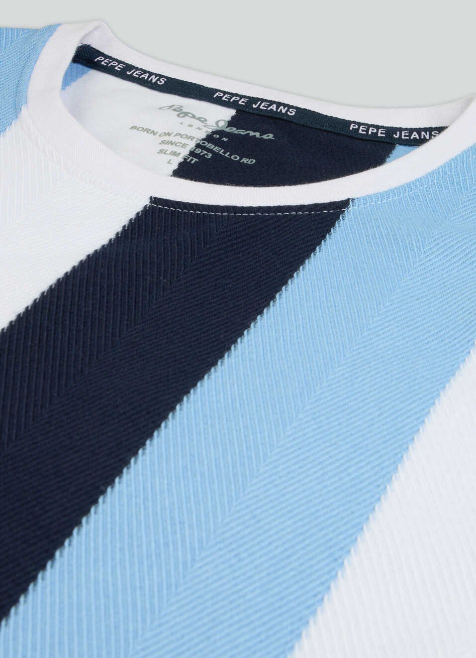 Men Blue Striped Slim Fit T-shirt, , large image number 7