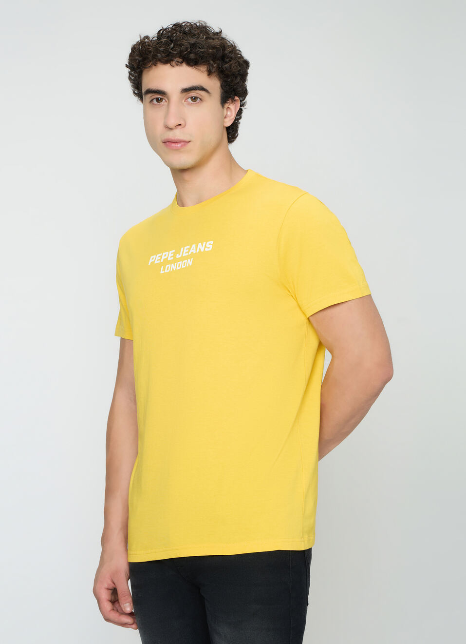 Men Black Graphic Slim Fit T-shirt, , large image number 3