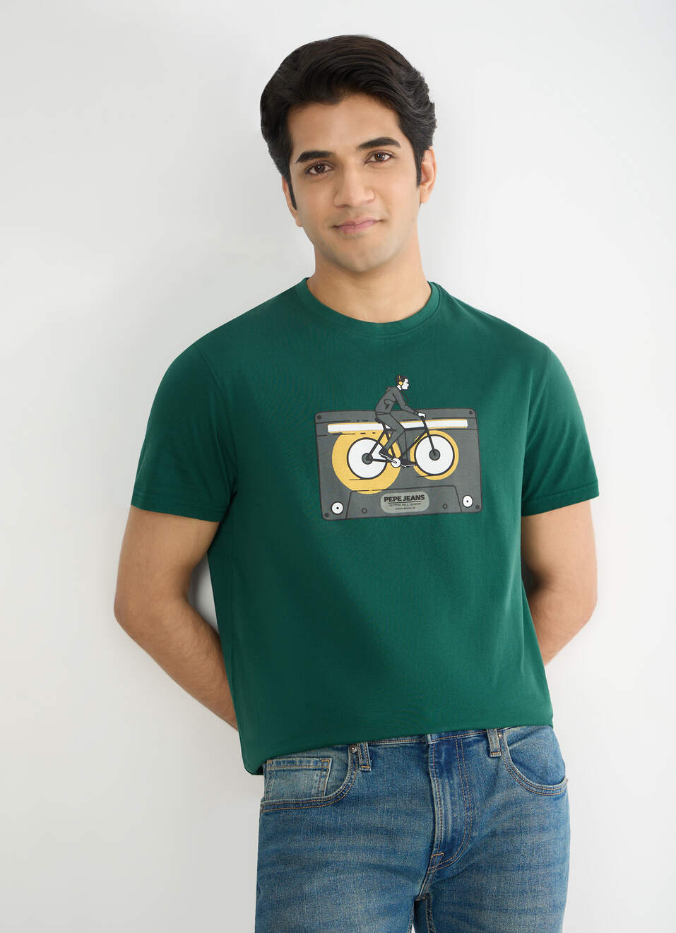 Men Green Slim Graphic T-shirt, , large image number 0