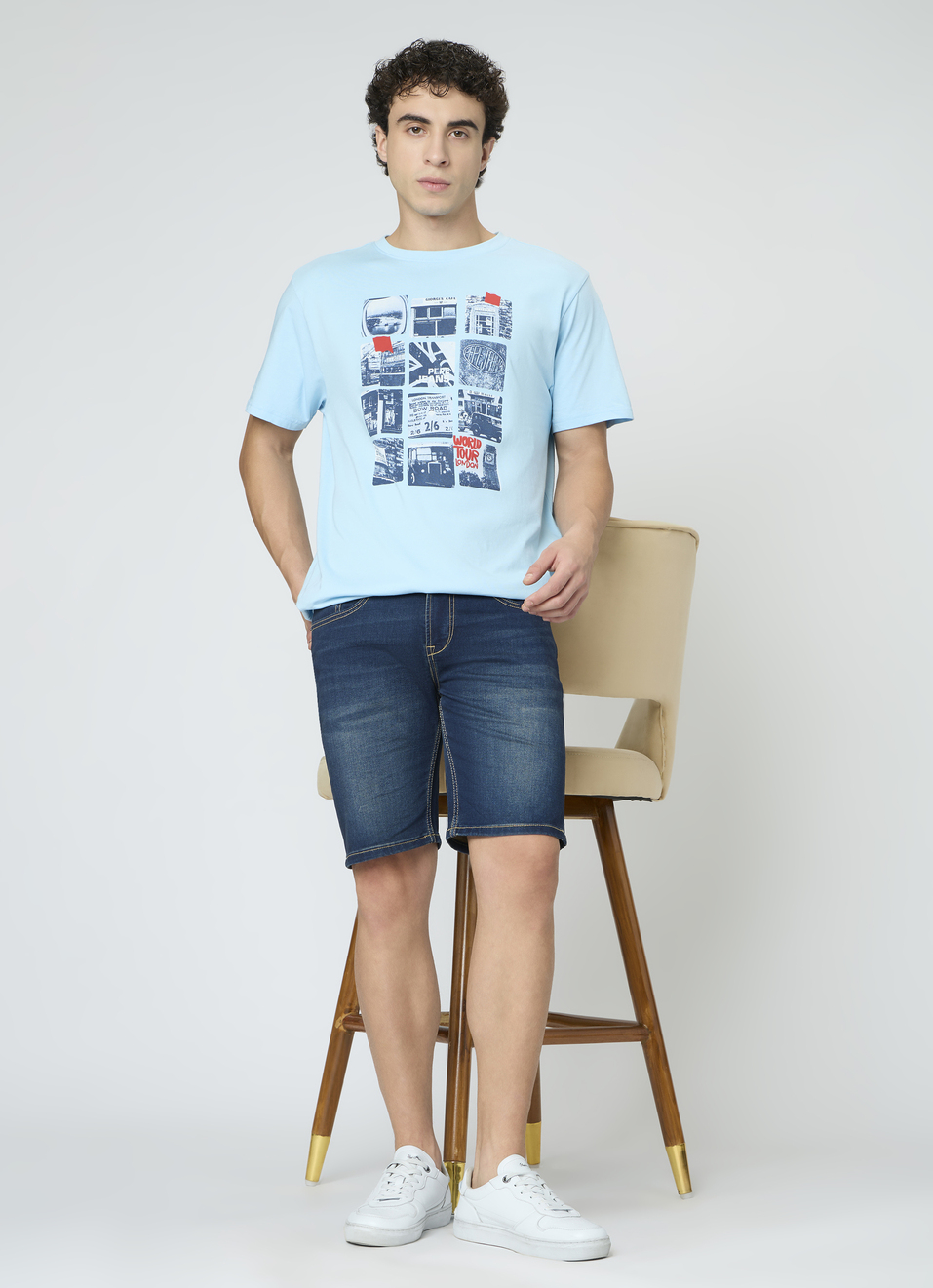 Men White Oversized Graphic T-shirt, , large image number 5