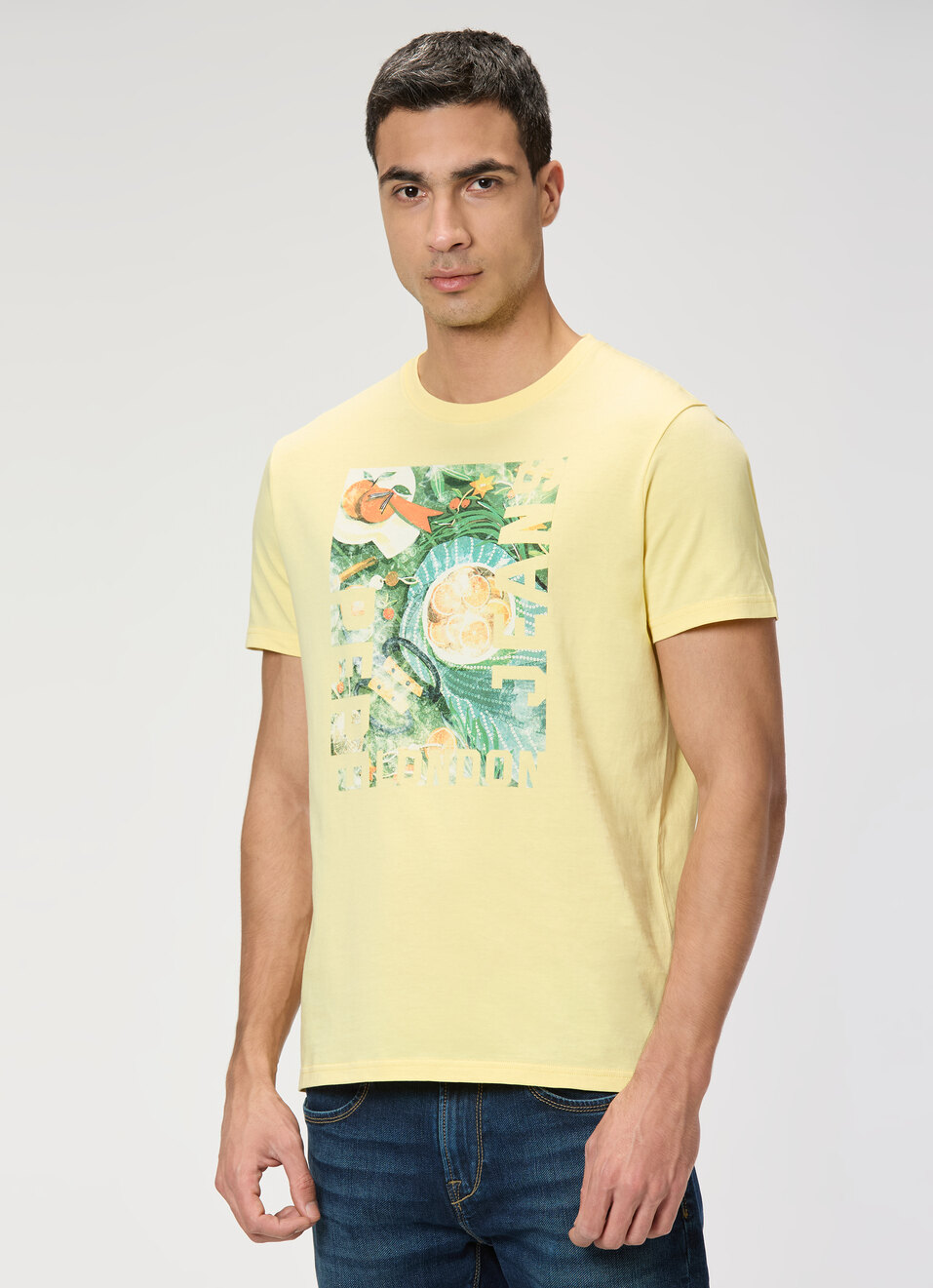 Men White Slim Graphic T-shirt, , large image number 3