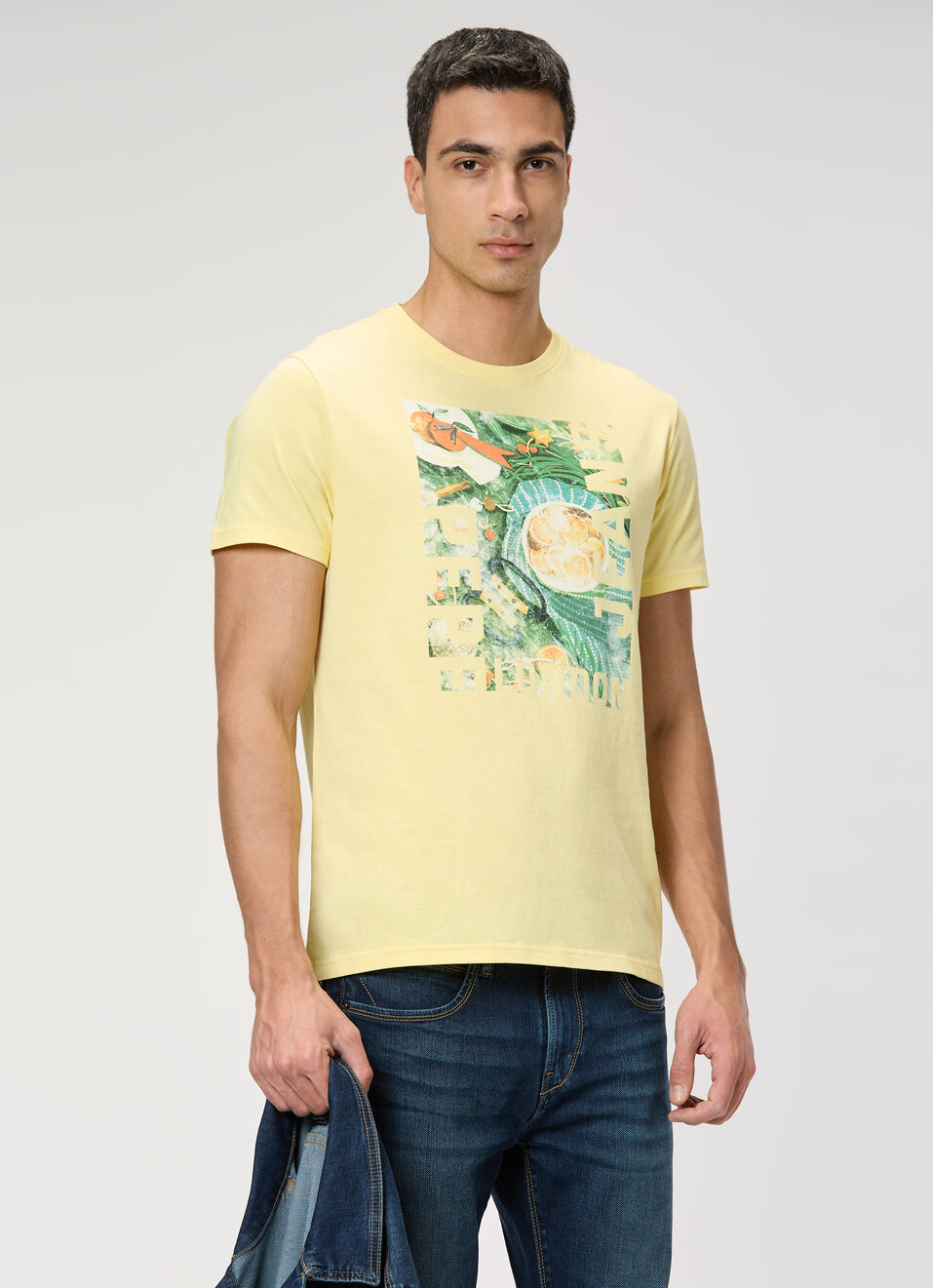 Men White Slim Graphic T-shirt, , large image number 0