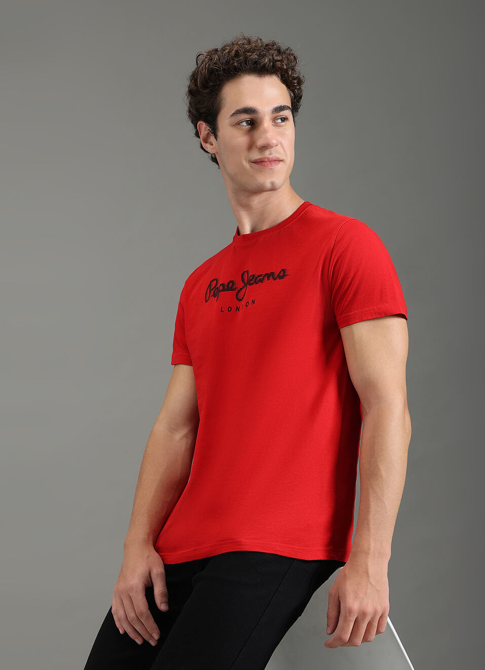 Men Red Graphic Slim Fit T-shirt, , large image number 0