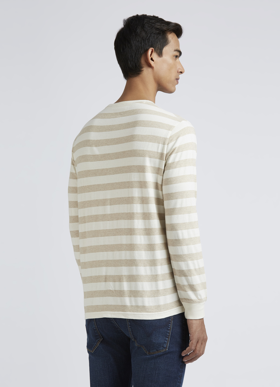 Ecru Stripes Full Sleeves T-shirt, , large image number 2