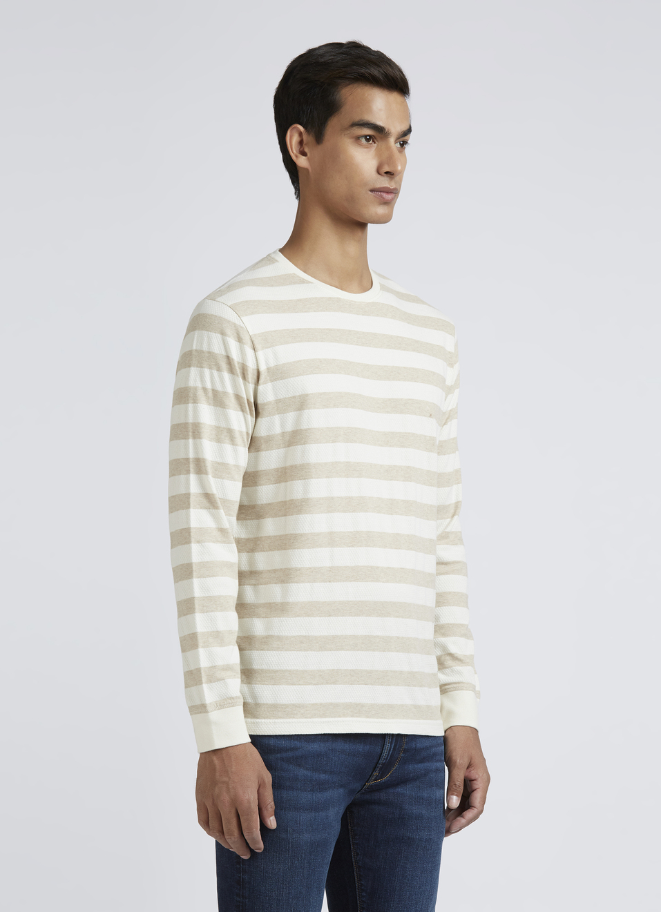 Ecru Stripes Full Sleeves T-shirt, , large image number 3