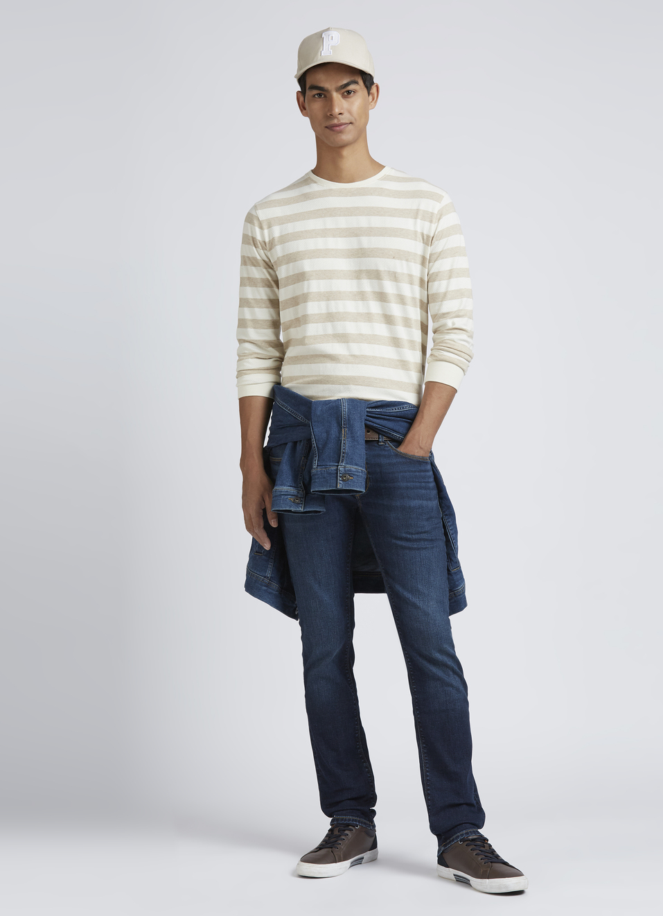 Ecru Stripes Full Sleeves T-shirt, , large image number 5