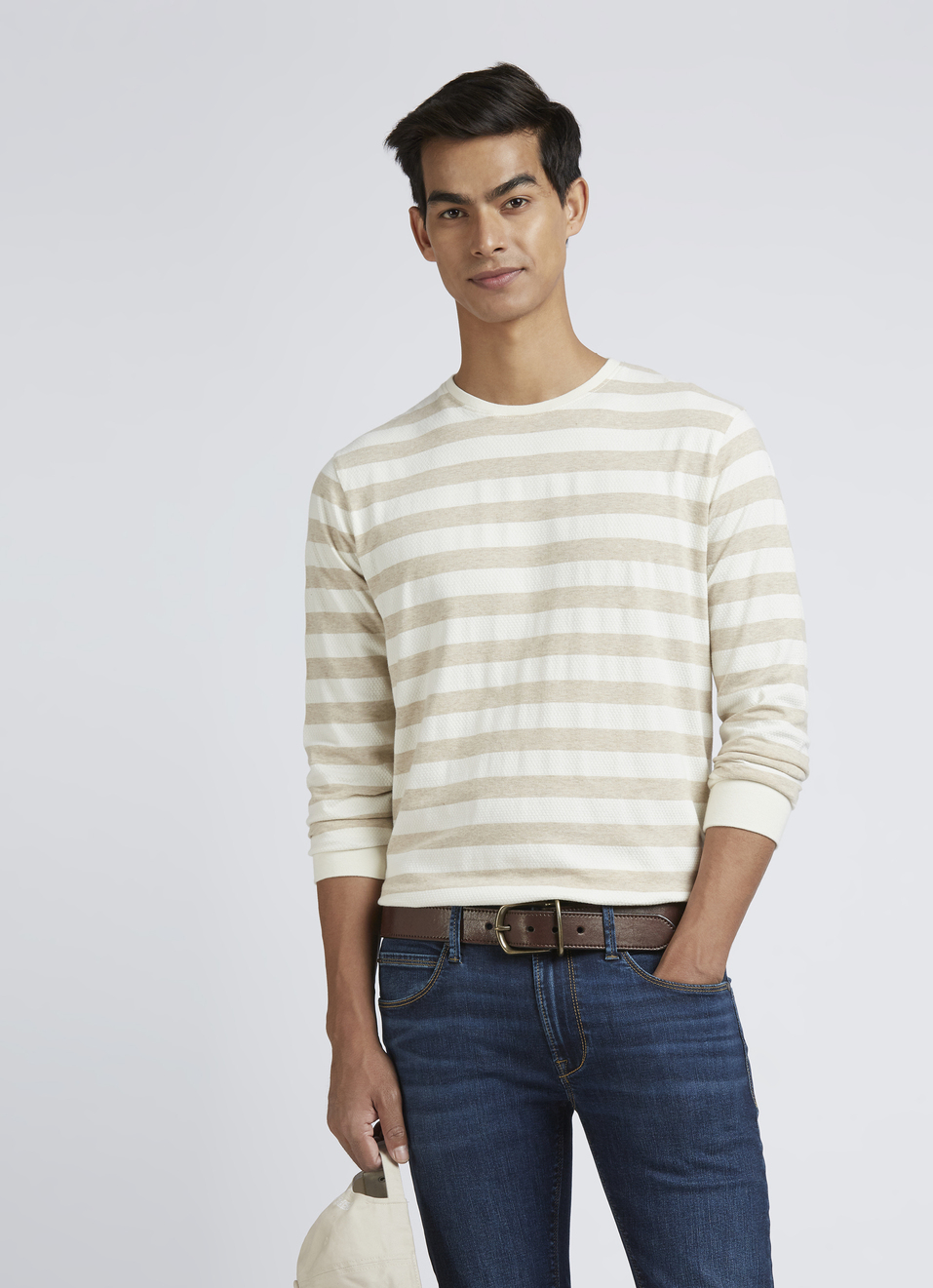 Ecru Stripes Full Sleeves T-shirt, , large image number 0