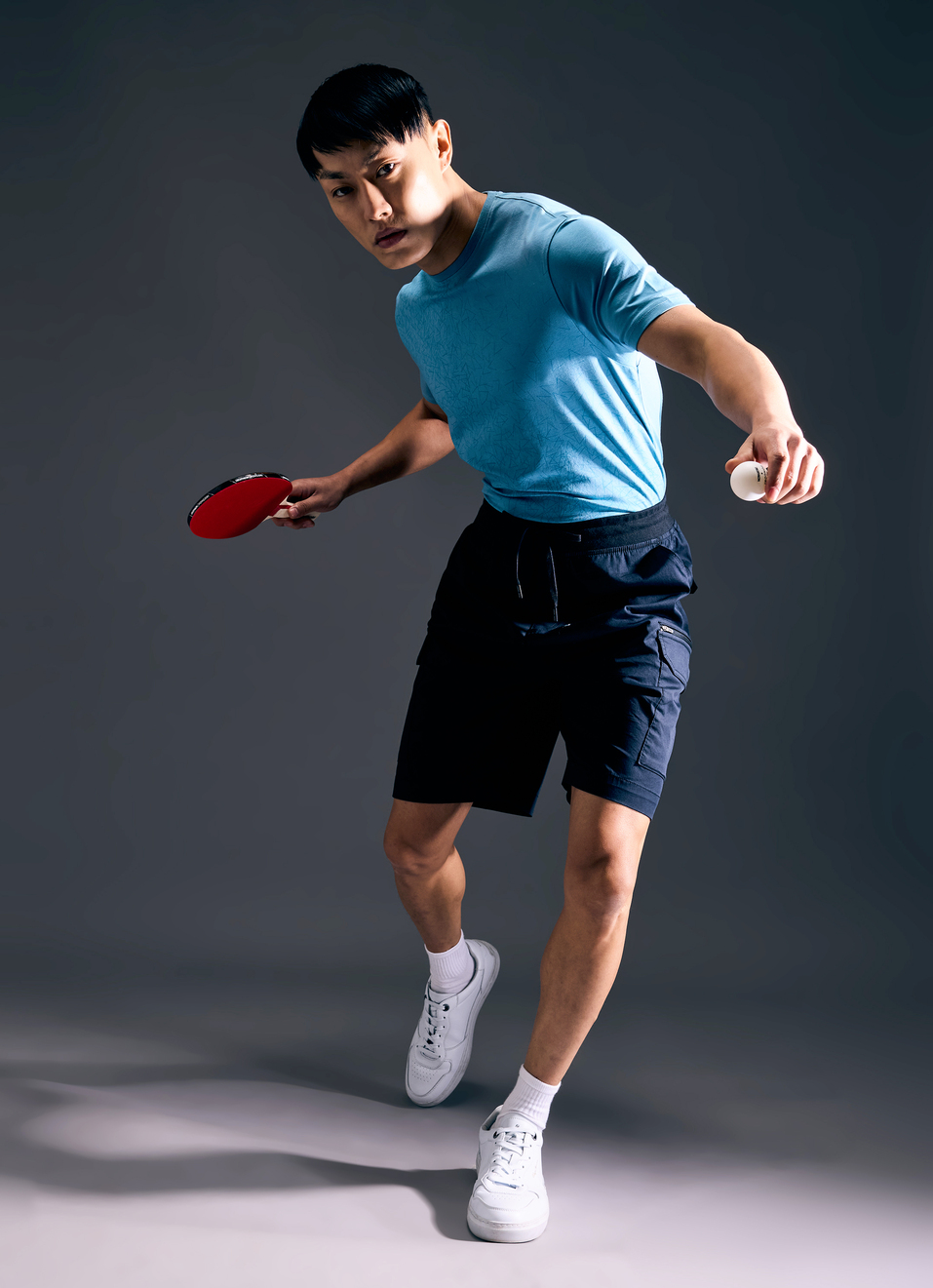 Men Blue Abstract Print Short Sleeve Stretch T-shirt, , large image number 5