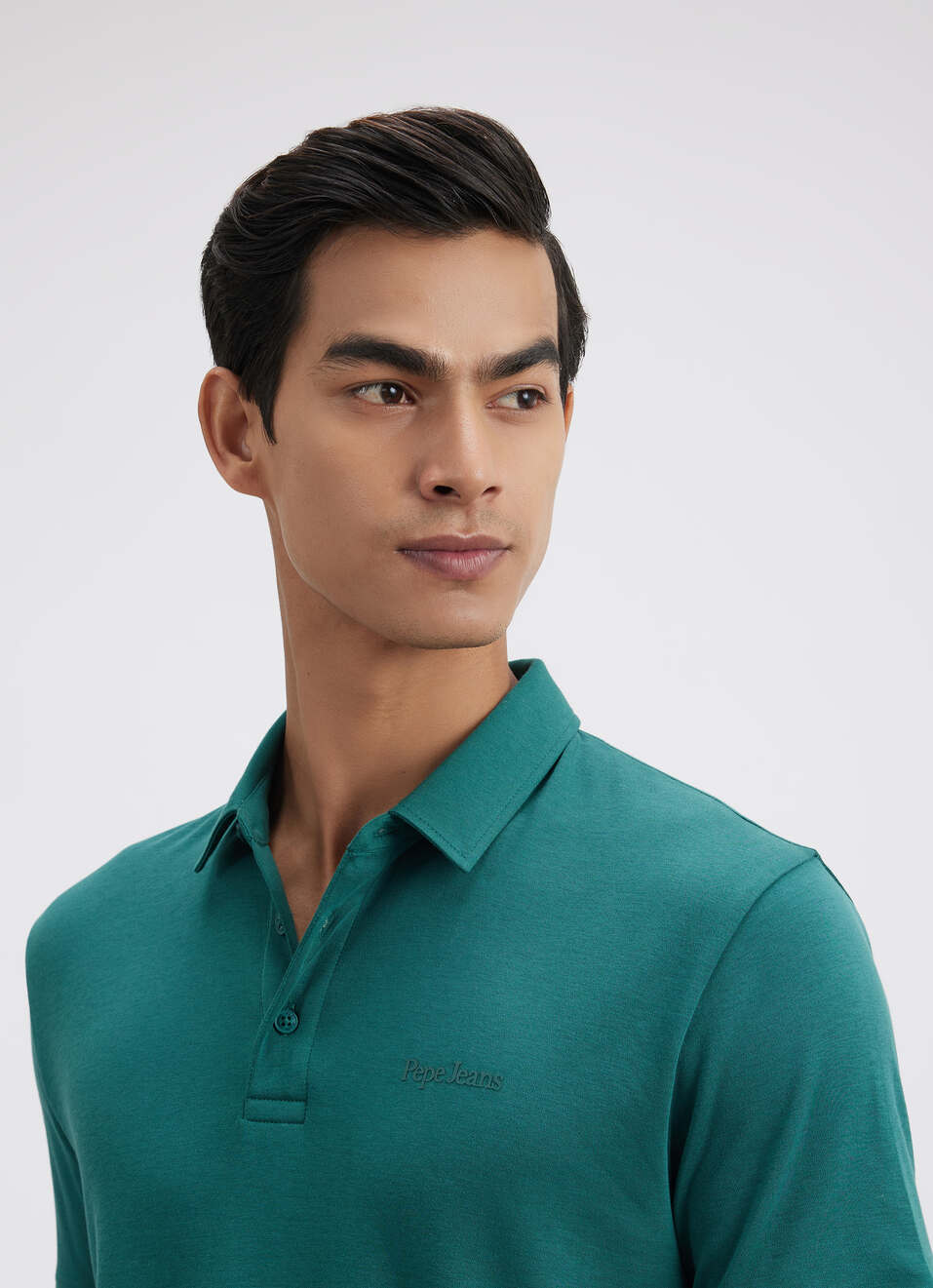 Men Ivory White Solid Embroidery Logo Polo, , large image number 4