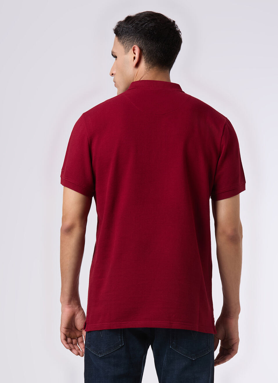 Men Merlot Red With Zip Placket Polo, , large image number 2