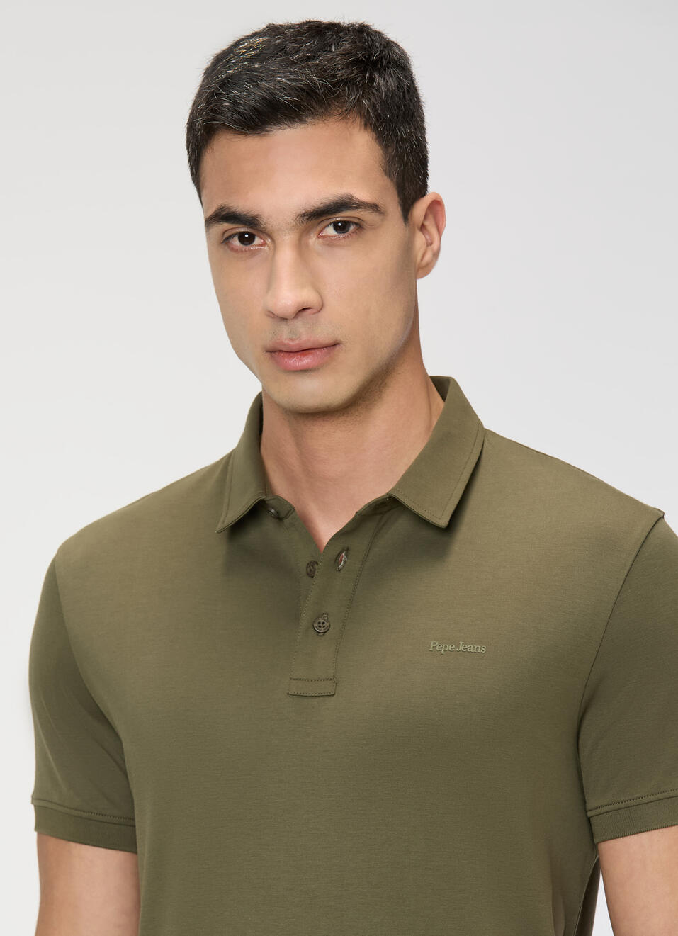 Men Olive Green Polo Collar T-shirt, , large image number 4