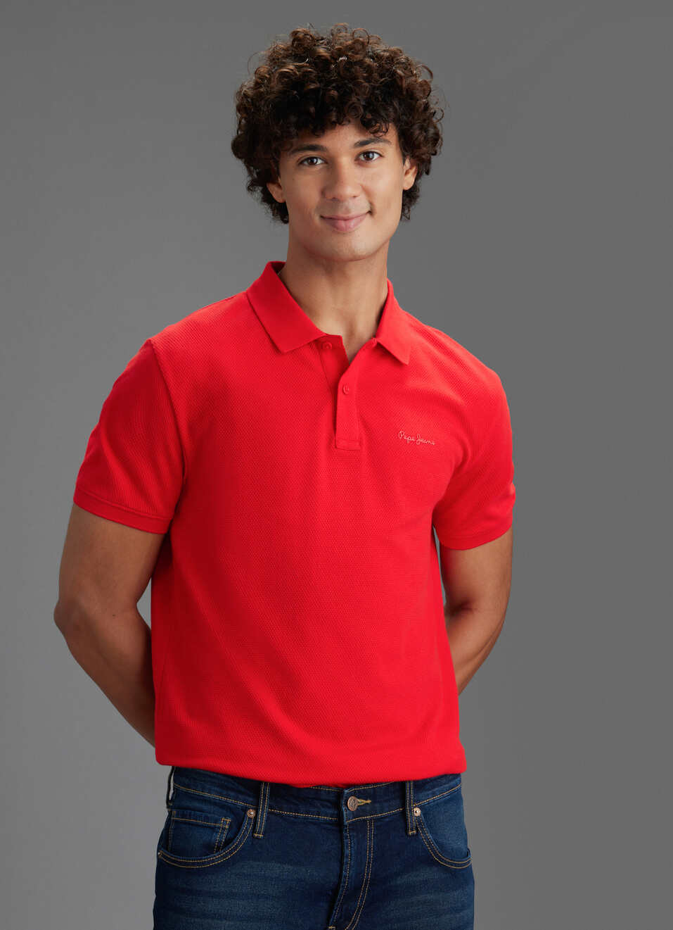 Men Red Solid Short Sleeve Polo, , large image number 5